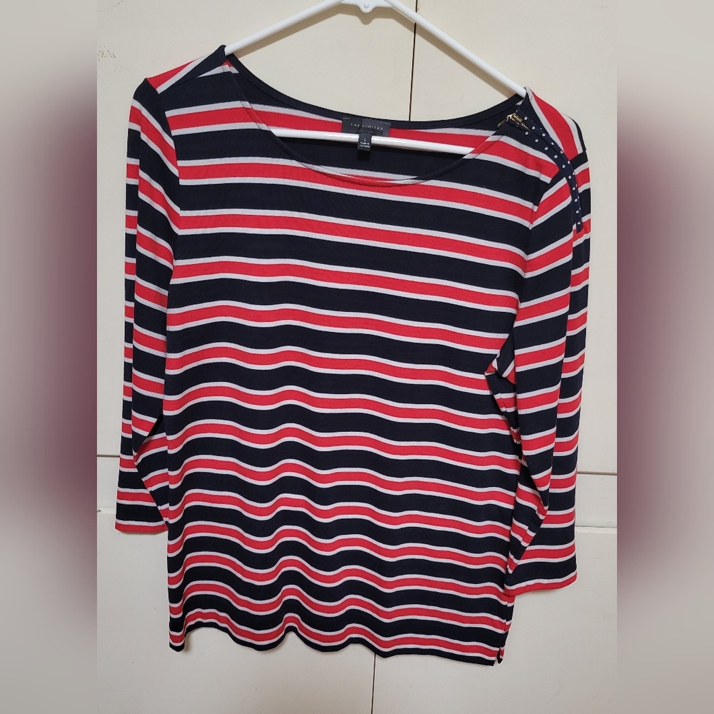 The Limited Navy and Red Striped Blouse
